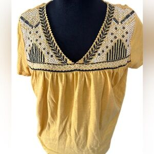 St. John's Bay Mustard Embroidered Blouse